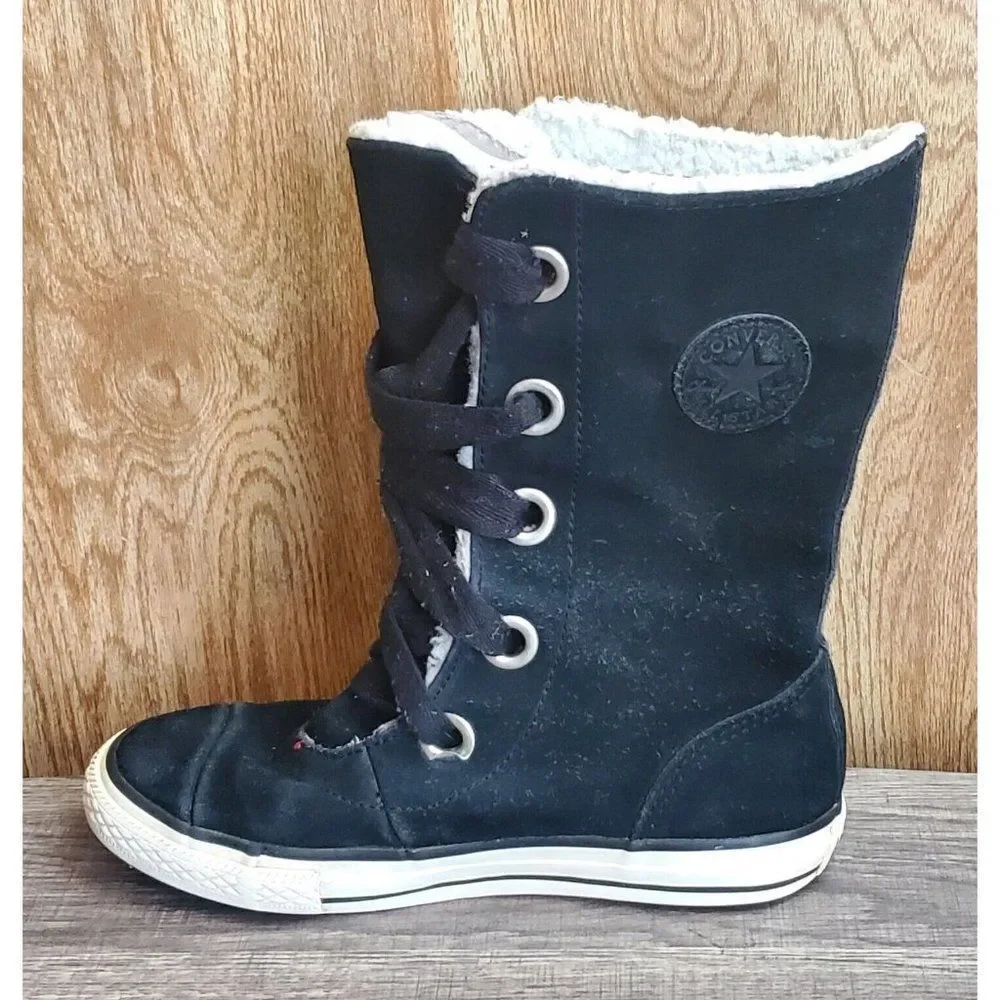 Converse Chuck Taylor All-Star Beverly Black Suede Lace-up Shoes‎ Size 1.5